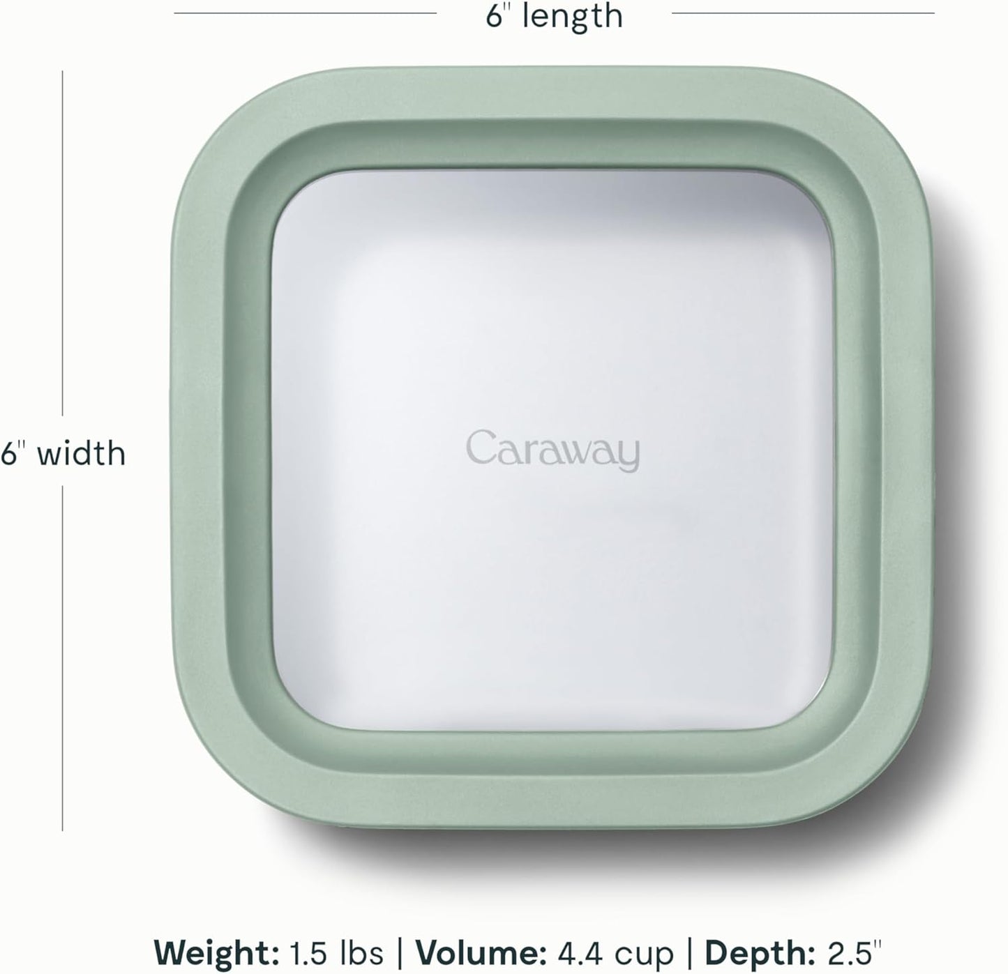 Caraway 2pc Glass Food Storage Set - 4.4 Cup Food Containers (2) - Ceramic Coated - Non Toxic, Non