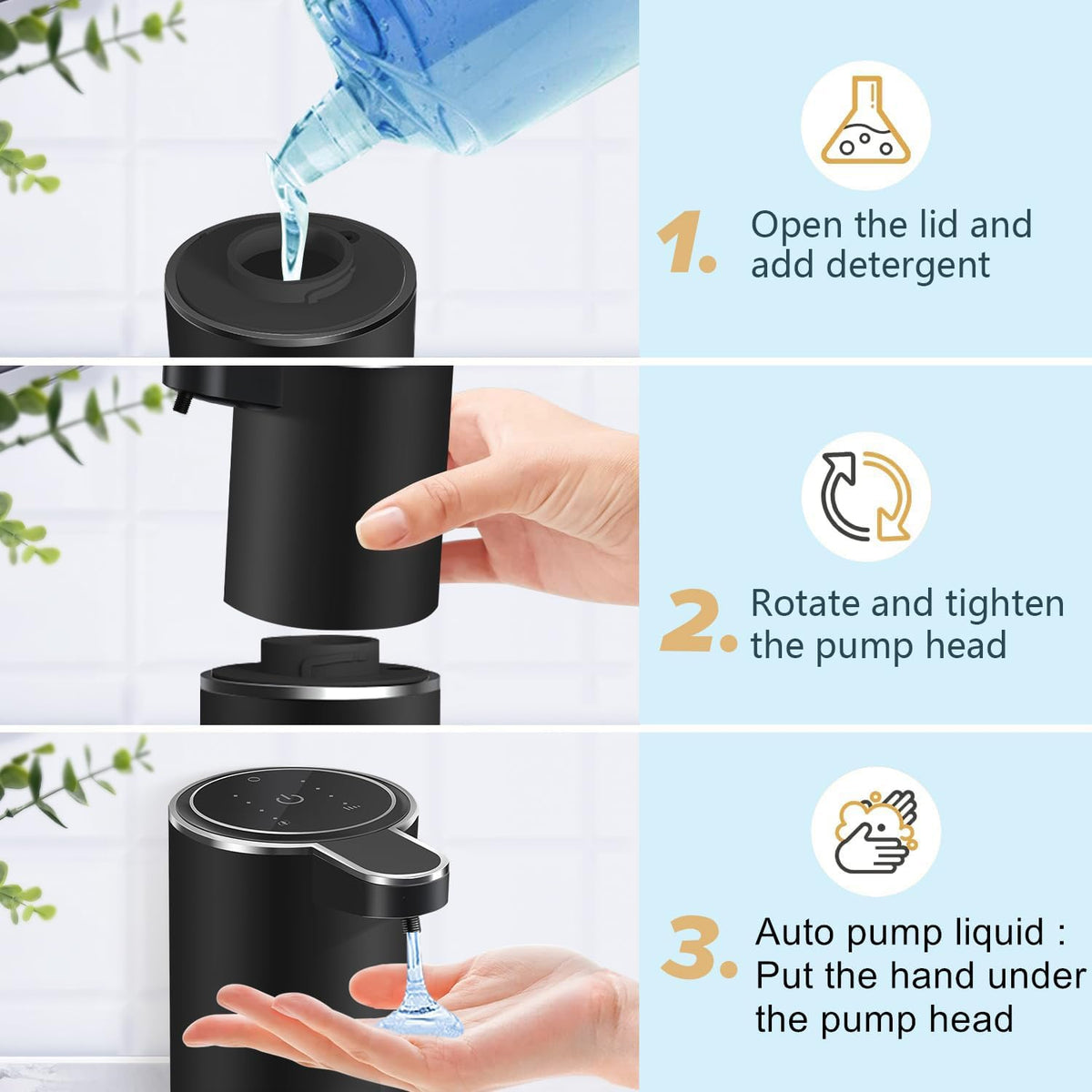 Automatic Liquid Soap Dispenser,4 Level Adjustable Liquid Dispenser, Rechargeable Soap Dispenser
