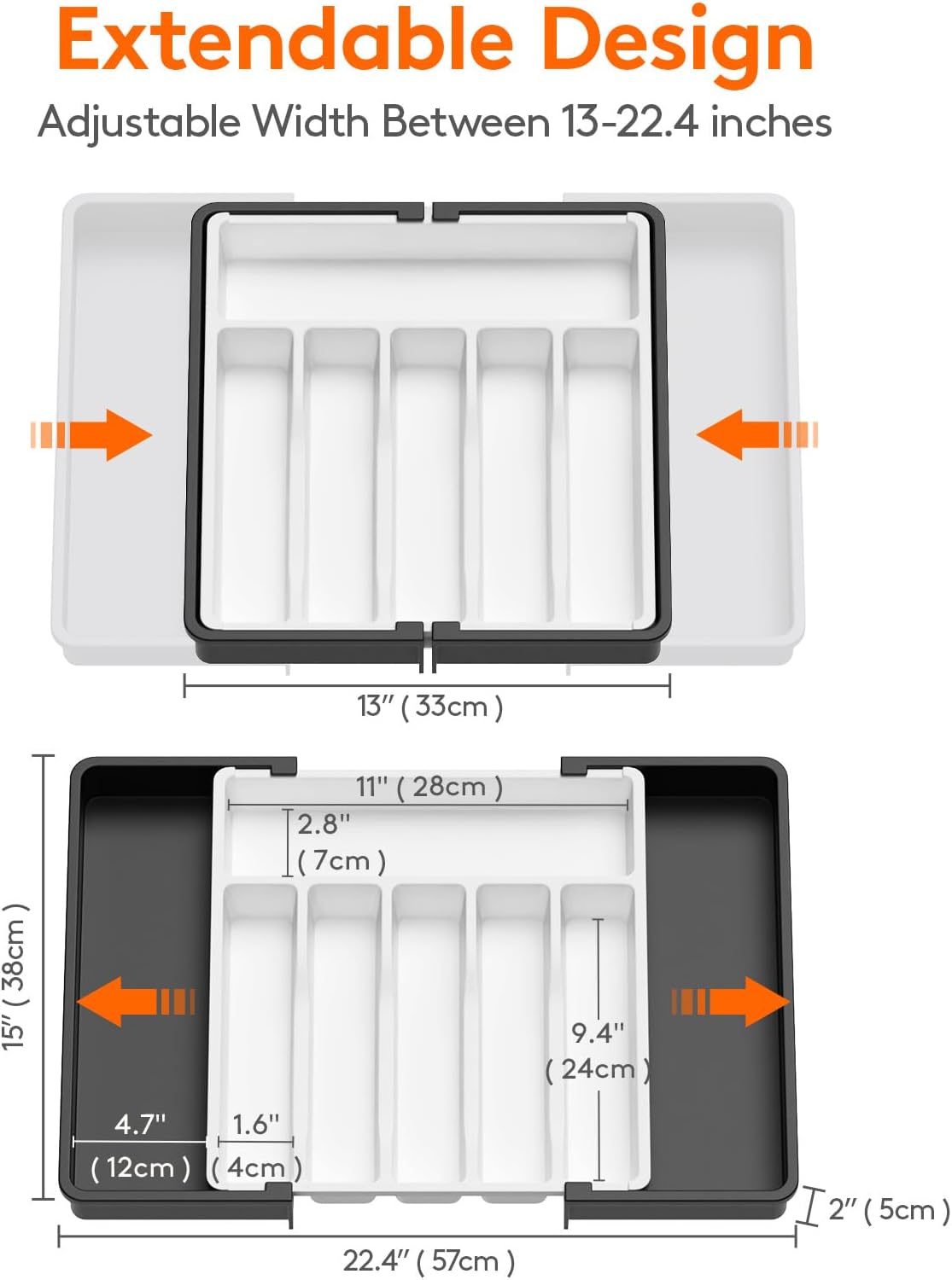 Lifewit Silverware Drawer Organizer, Expandable Utensil Tray for Kitchen, BPA Free Flatware and