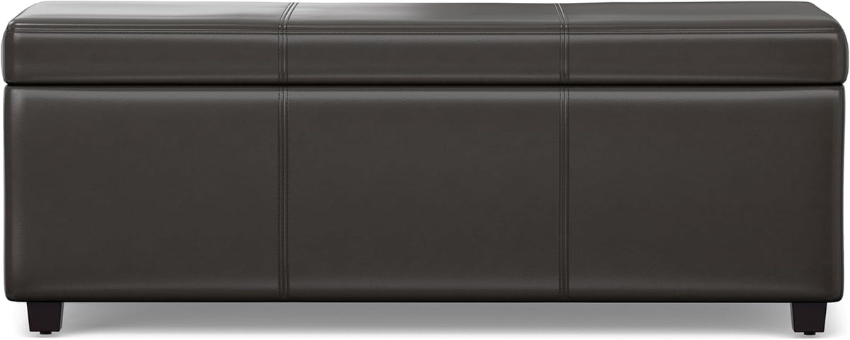 SIMPLIHOME Avalon 44 inch Wide Contemporary Rectangle Lift Top Rectangular Storage Ottoman in