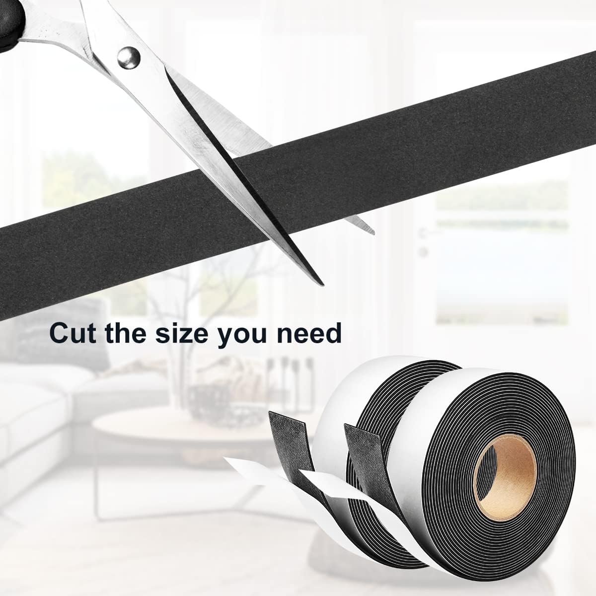 2 Rolls Weather Stripping Door Seal, 1''W x 1/16'' T Foam Tape Single Sided, Adhesive Closed Cell