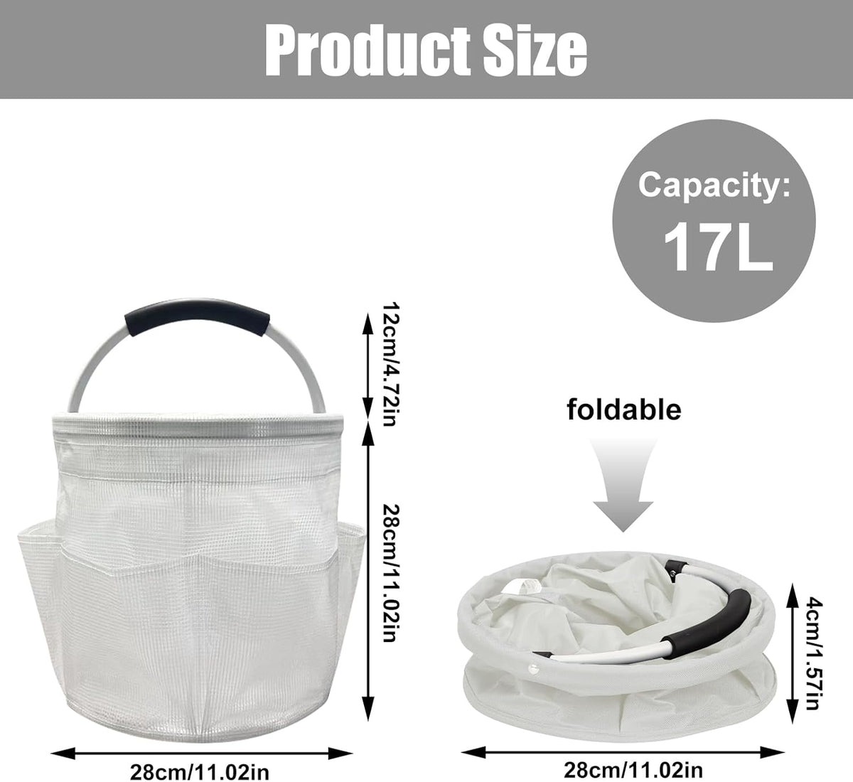 Qivine 17L Cleaning Caddy with Handle, Cleaning Supply Caddy Foldable Tool Bag Cleaning Products