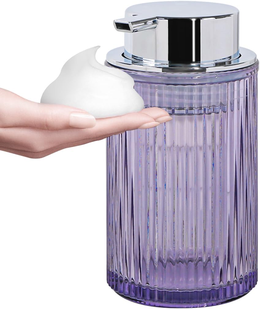 Foaming Soap Dispenser, 11 Oz Thick Glass Foam Hand Soap Dispenser, Refillable Glass Foam Pump