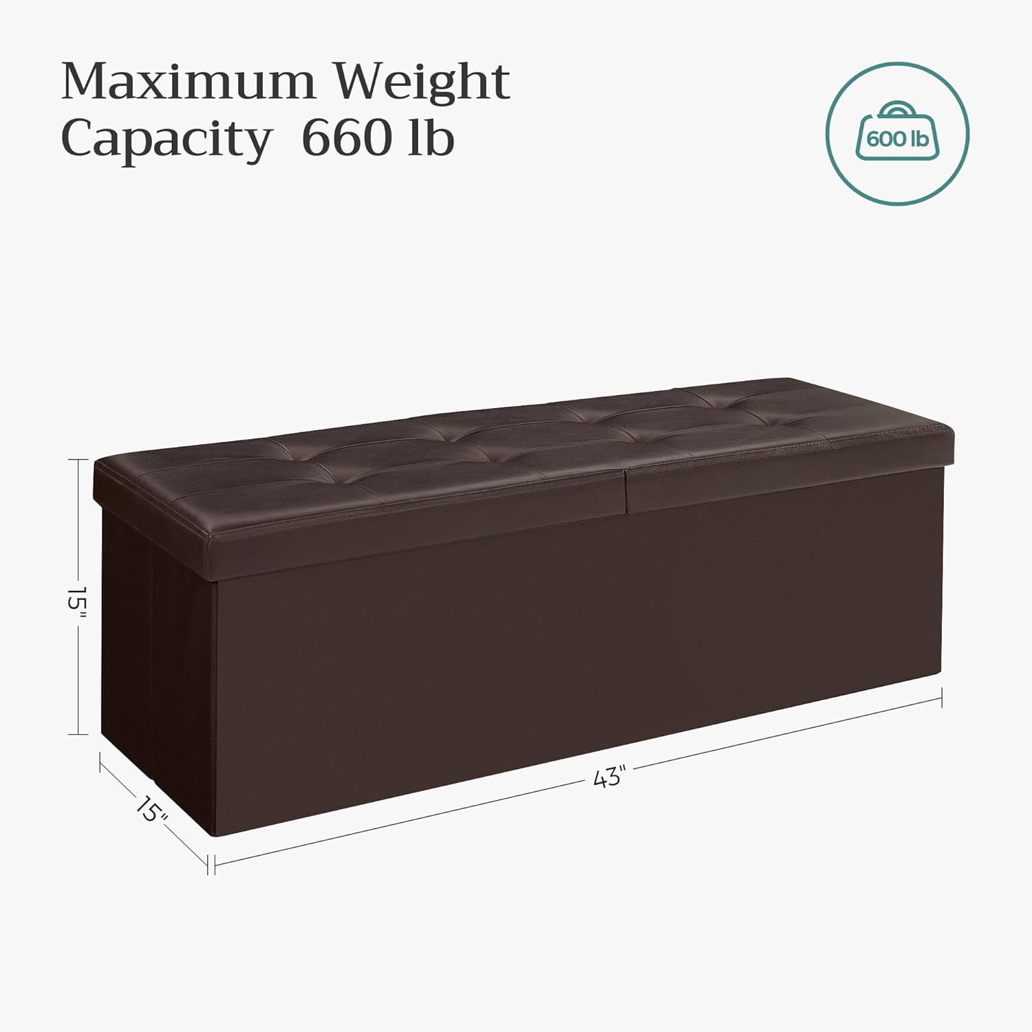 SONGMICS MAZIE Collection - 43 Inches Storage Ottoman Bench with Flipping Lid, Storage Chest with
