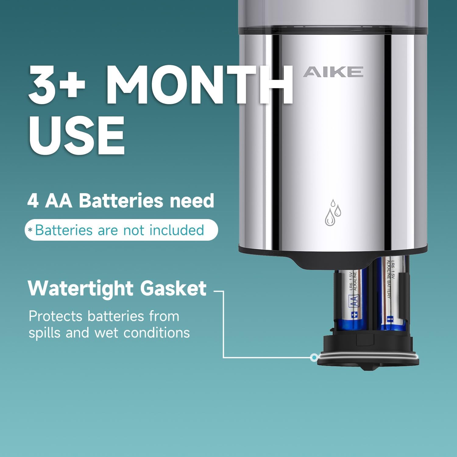 AIKE Automatic Soap Dispenser Wall Mounted for Kitchen and Bathroom, IPX7 Waterproof with Polished