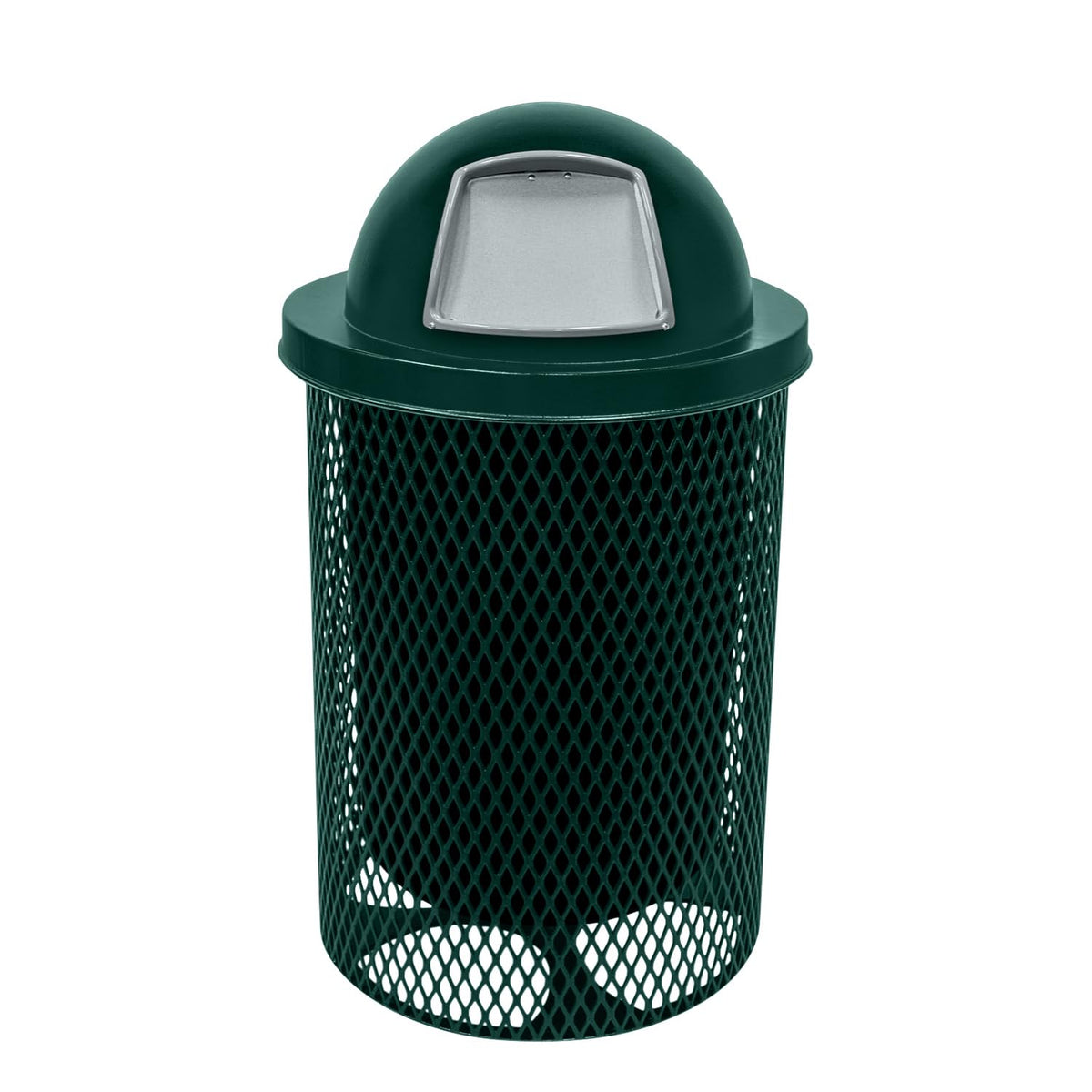 COATEDOUTDOORFURNITURE RDT-DGRN Heavy Duty 32 Gallon Round Trash Receptacle, Liner Included, Dark