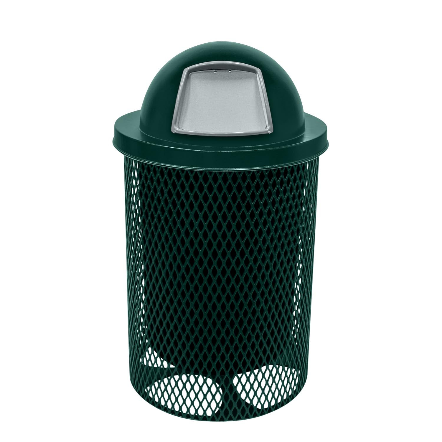 COATEDOUTDOORFURNITURE RDT-DGRN Heavy Duty 32 Gallon Round Trash Receptacle, Liner Included, Dark