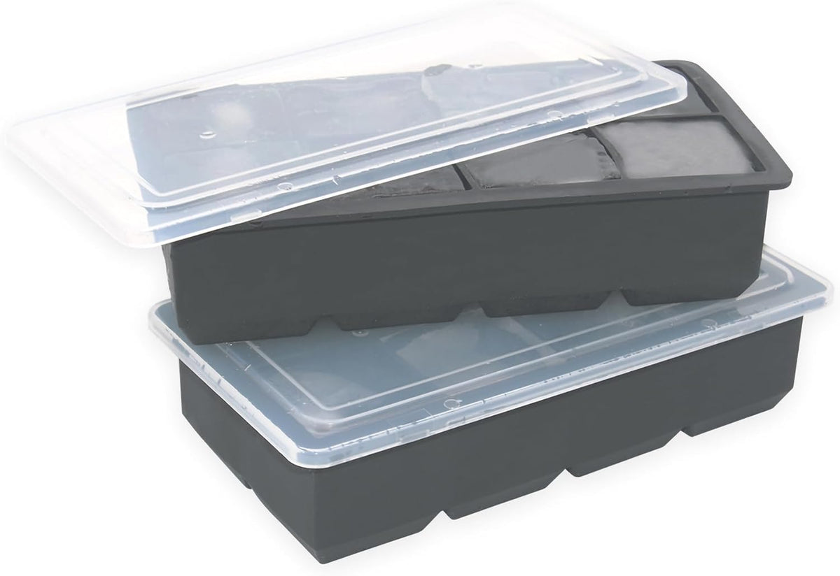 Bangp Large Ice Cube Trays 2 Pack,Big Ice Cube Molds with Removable Lids,Easy Release and Stackable