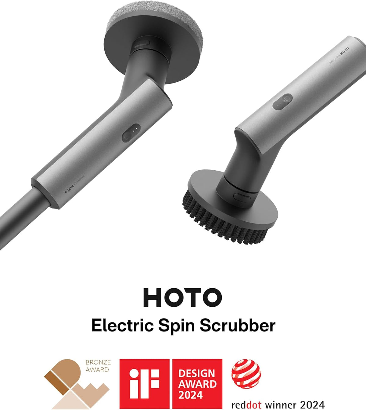 HOTO Cordless Electric Spin Scrubber, IPX7 Full Body Waterproof Bathroom Cleaning Brush, Max 22