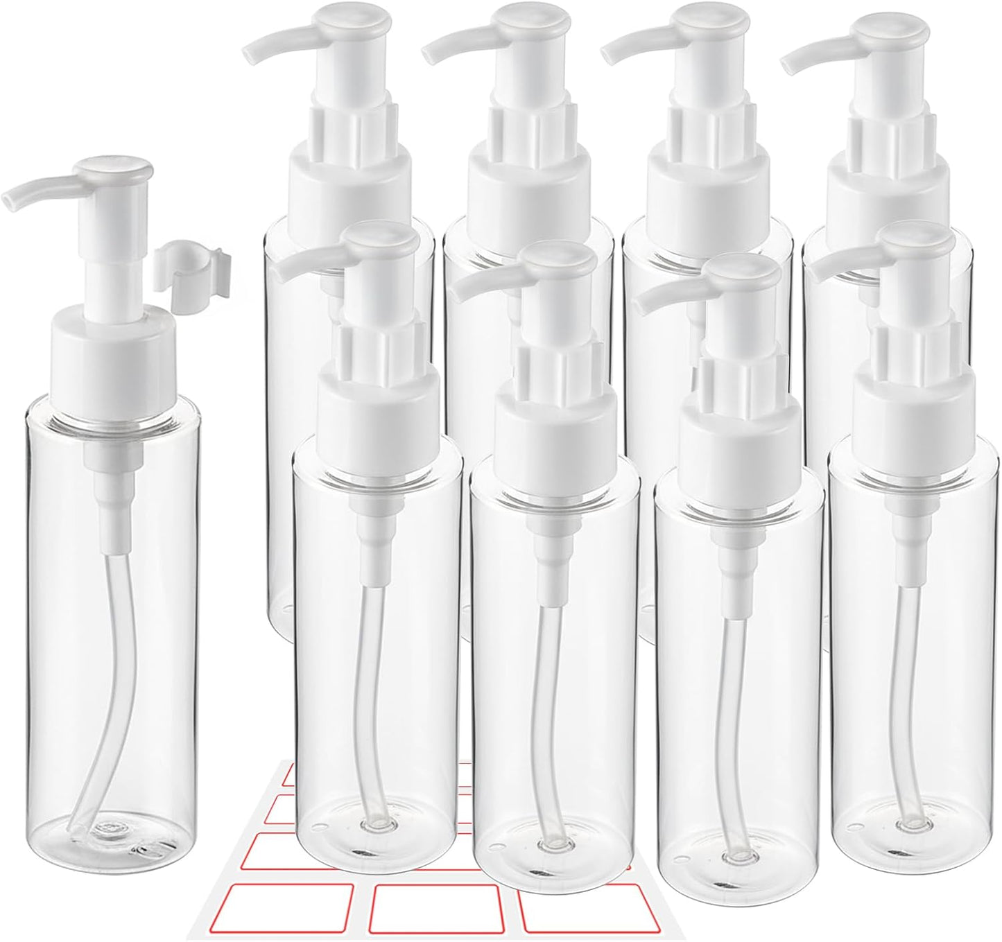 10 Pack 3.4 Oz/100ml Travel Pump Bottle TSA Approved Empty Plastic Pump Bottles Dispenser Portable