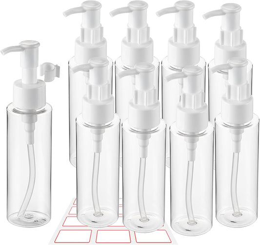 10 Pack 3.4 Oz/100ml Travel Pump Bottle TSA Approved Empty Plastic Pump Bottles Dispenser Portable