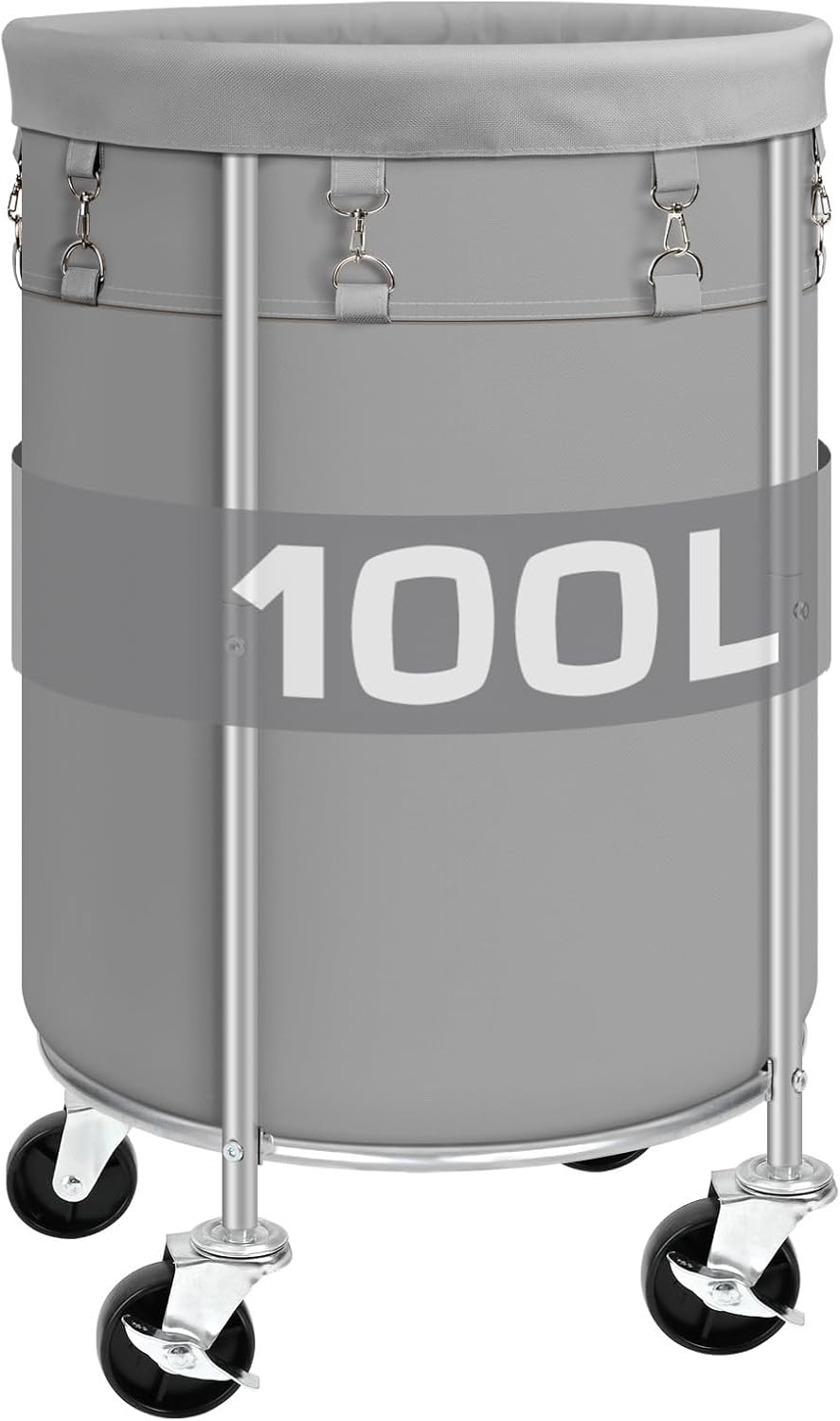 Laundry Hamper with Wheels, 100L Round Rolling Laundry Basket Sorter with Removable Bag, Clothes