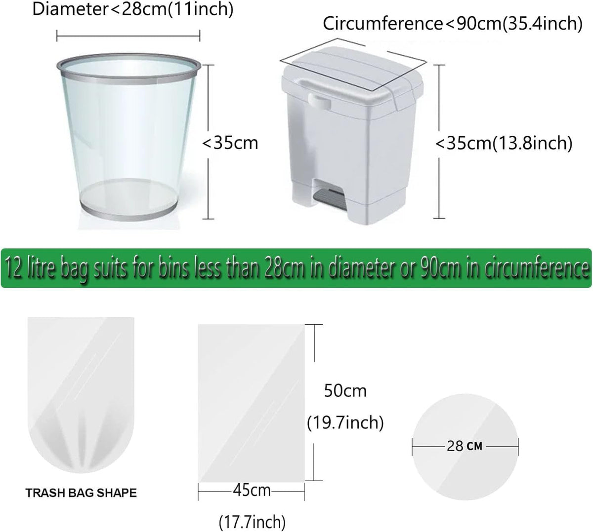 Small Trash Bags 2.6 Gallon - Bathroom Garbage Bag Biodegradable Kitchen Trash Can Liners