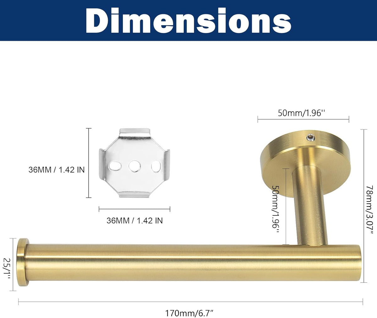 NearMoon Bathroom Toilet Paper Holder, Premium SUS304 Stainless Steel Rustproof Wall Mounted Toilet