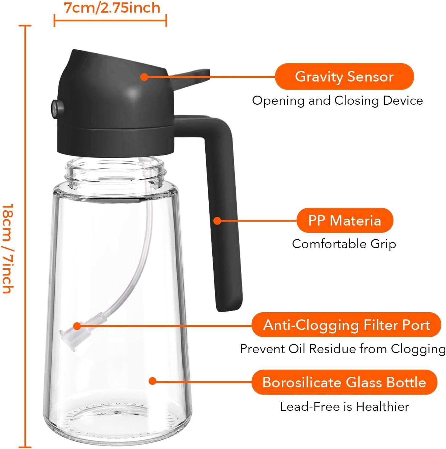 YARRAMATE 4Pcs 16oz/470ml Glass Olive Oil Sprayer Set with Stickers, Kitchen Gadgets, Including