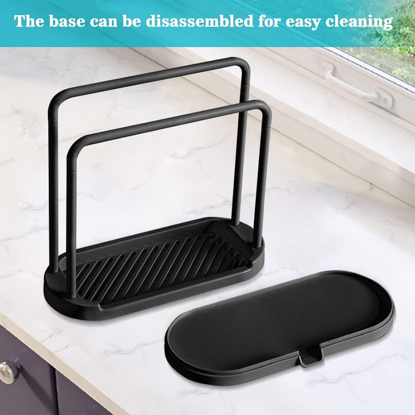 Kitchen Sink Rack Tray Organizer Stand for Sponge, Dish Cloth, Rag, Brush, Scrubber Storage and