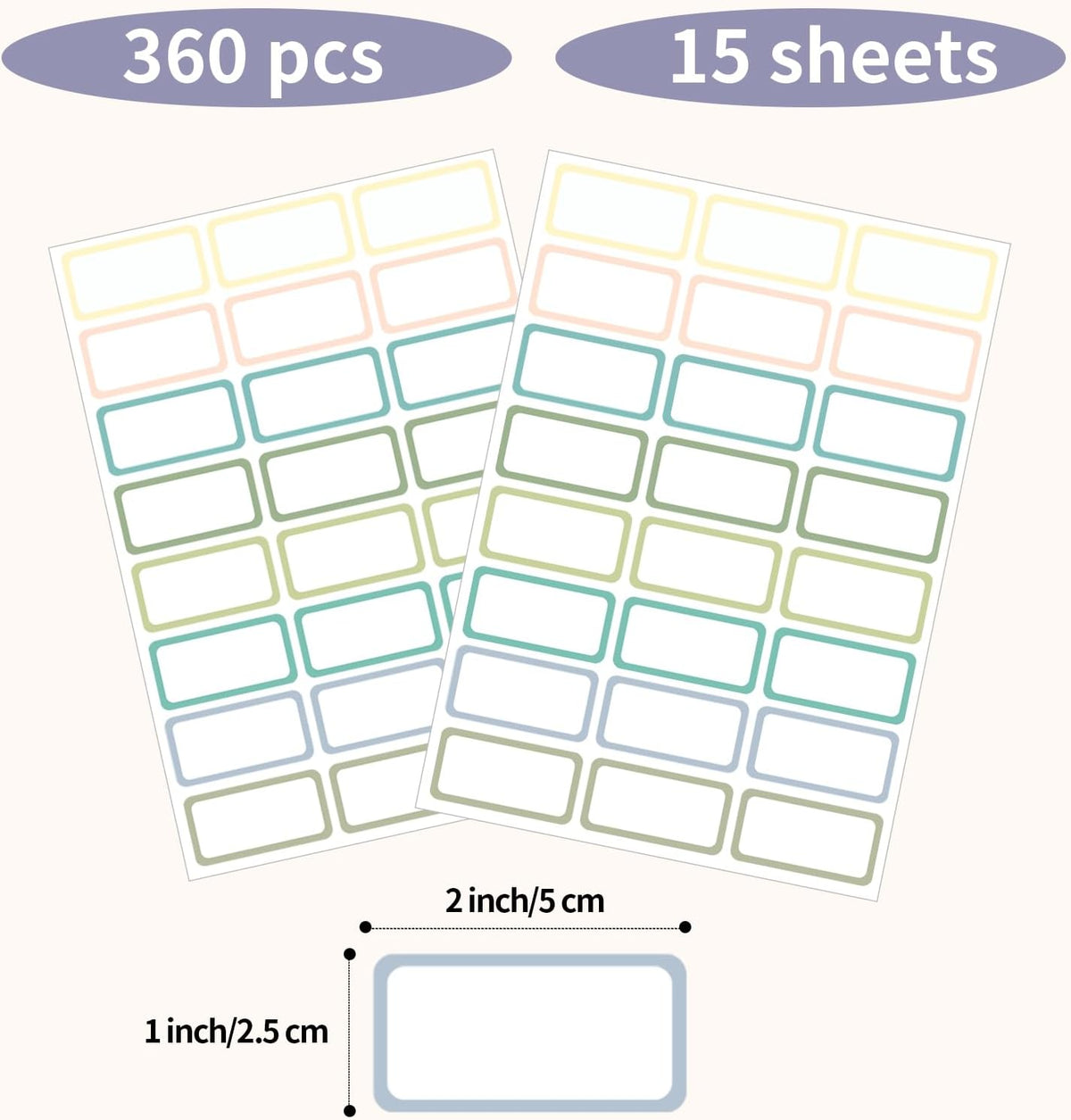 STARLIBOO Removable Labels, Removable Colored Labels Stickers, Self-Adhesive Rectangular Stickers