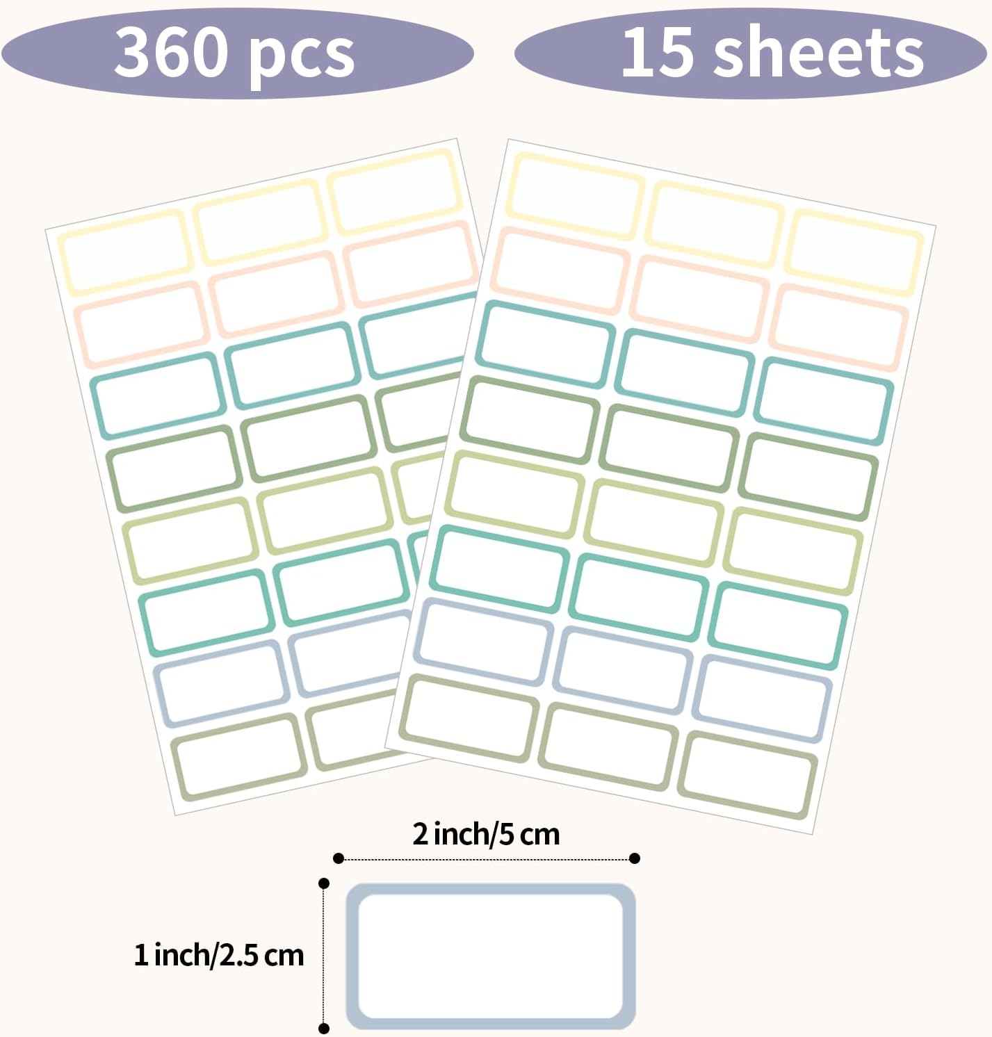 STARLIBOO Removable Labels, Removable Colored Labels Stickers, Self-Adhesive Rectangular Stickers