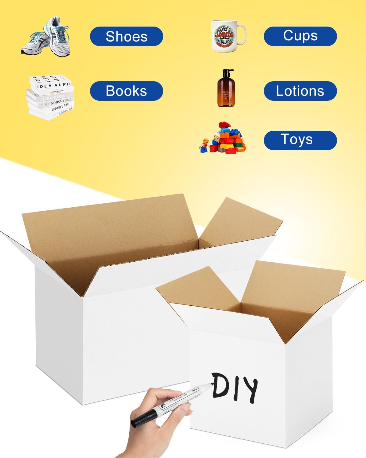Assorted-Sizes-Shipping-Boxes-45-Pack: 6x4x4 & 8x6x4 & 9x6x4 Small-Shipping-Boxes-Mailers, White