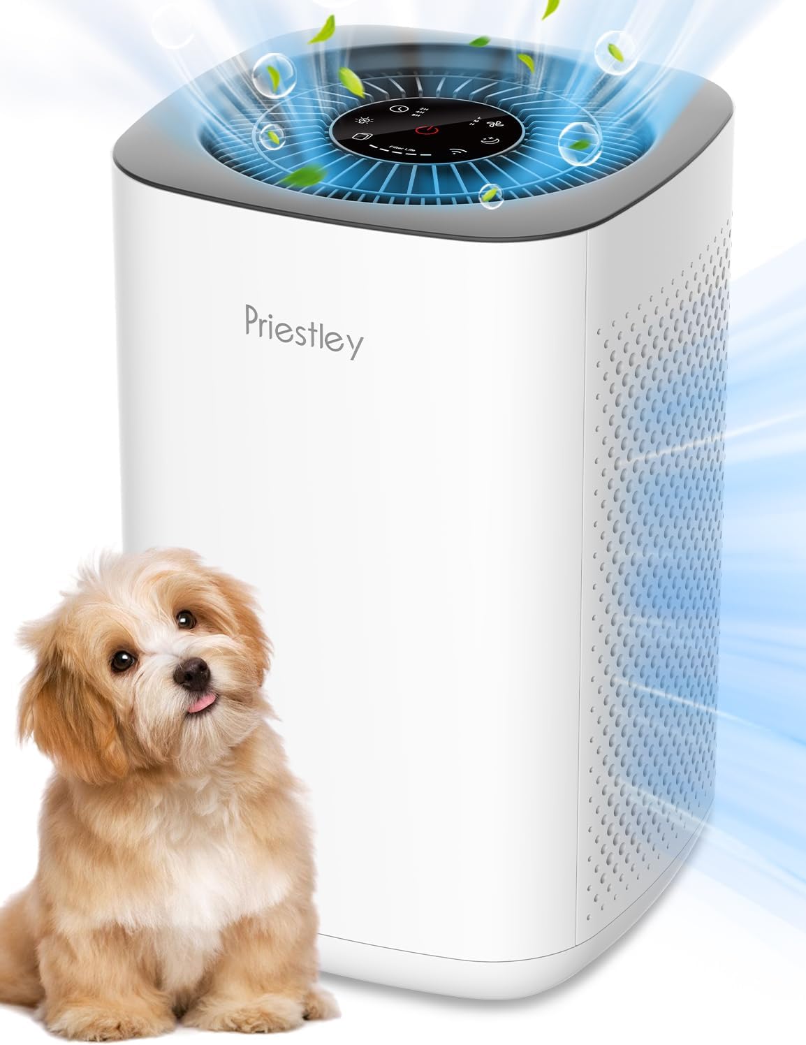Priestley Air Purifier for Bedroom, Home, Dorm Up to 1100Ft², Smart WiFi Air Purifiers, 3-in-1 Air