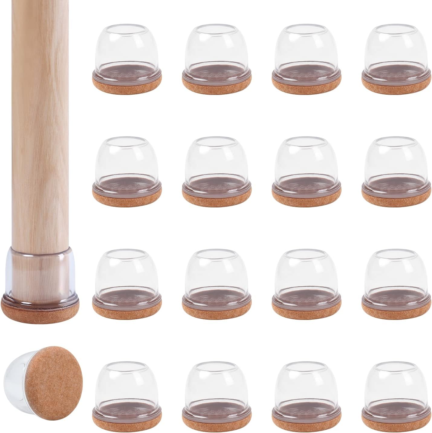 Ezprotekt 24 Pcs Clear Chair Leg Floor Protectors for Hardwood Floors, Floor Protectors for Chairs