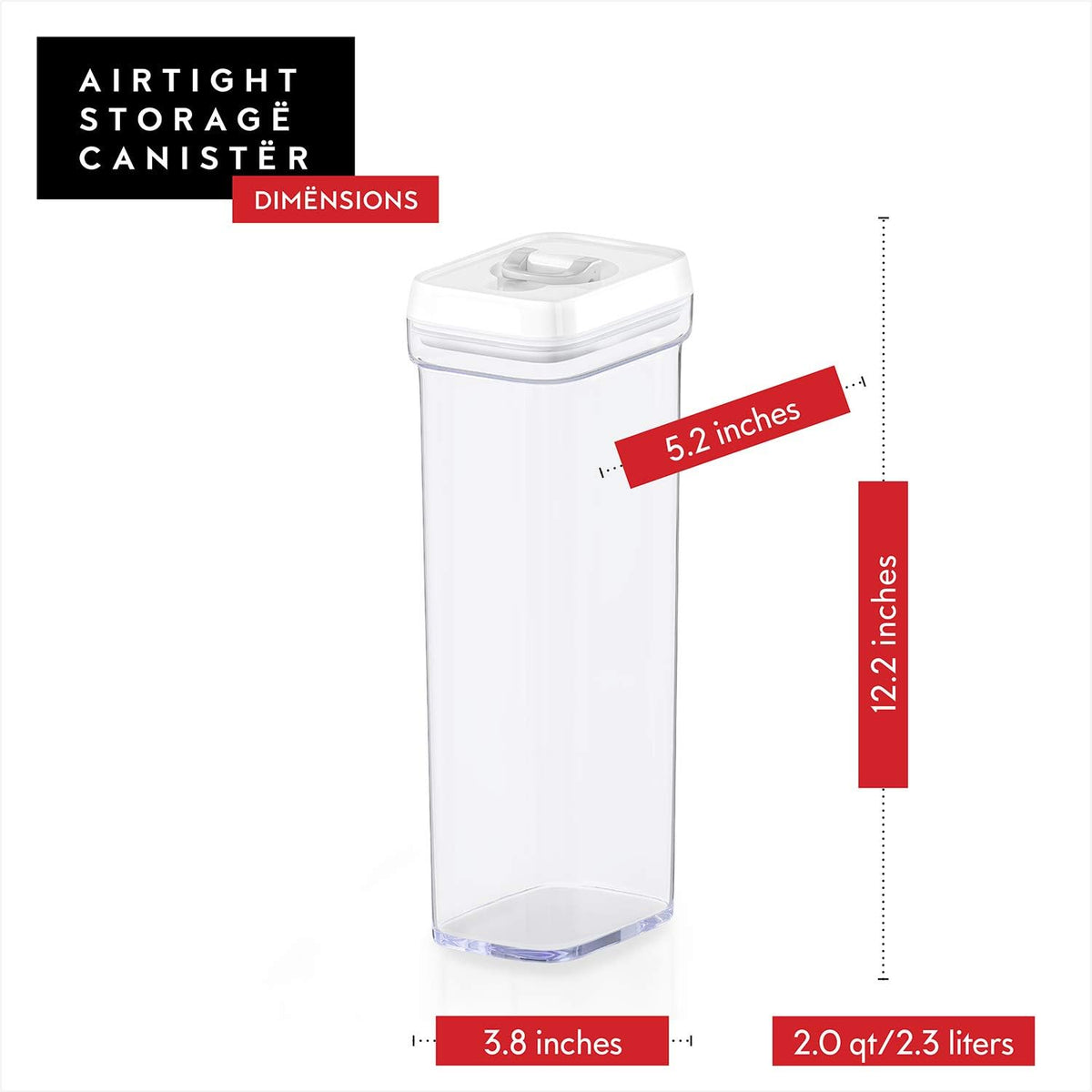 DWËLLZA KITCHEN Pasta Storage Containers for Pantry - Set of 2 White Airtight Spaghetti Container