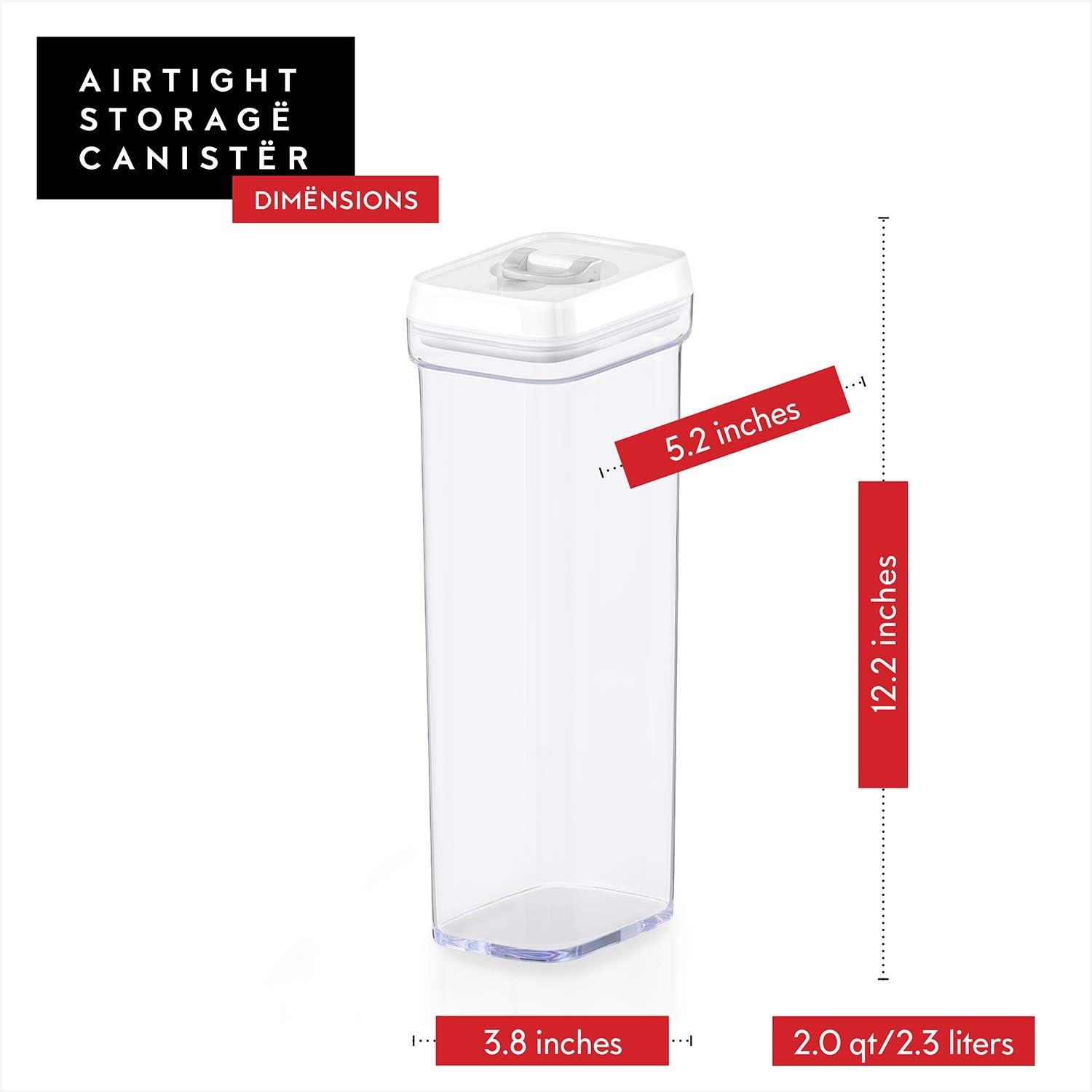DWËLLZA KITCHEN Pasta Storage Containers for Pantry - Set of 2 White Airtight Spaghetti Container