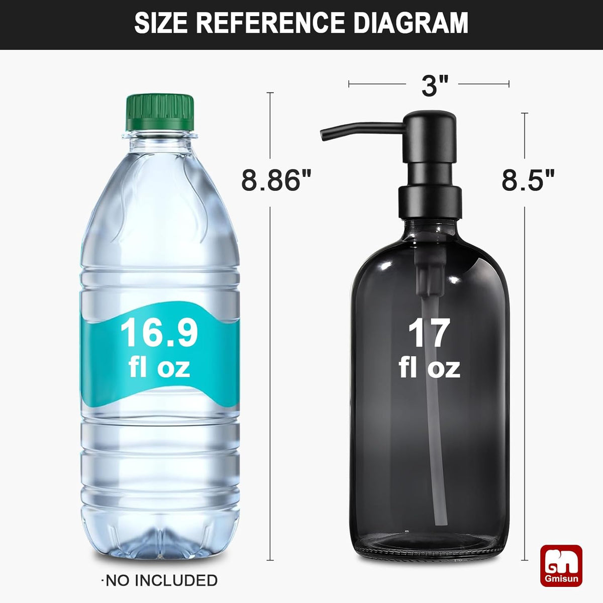 GMISUN Black Soap Dispenser, 2 Pack Hand Soap Dispensers for Bathroom, 17 Fl Oz Dish Soap Dispenser
