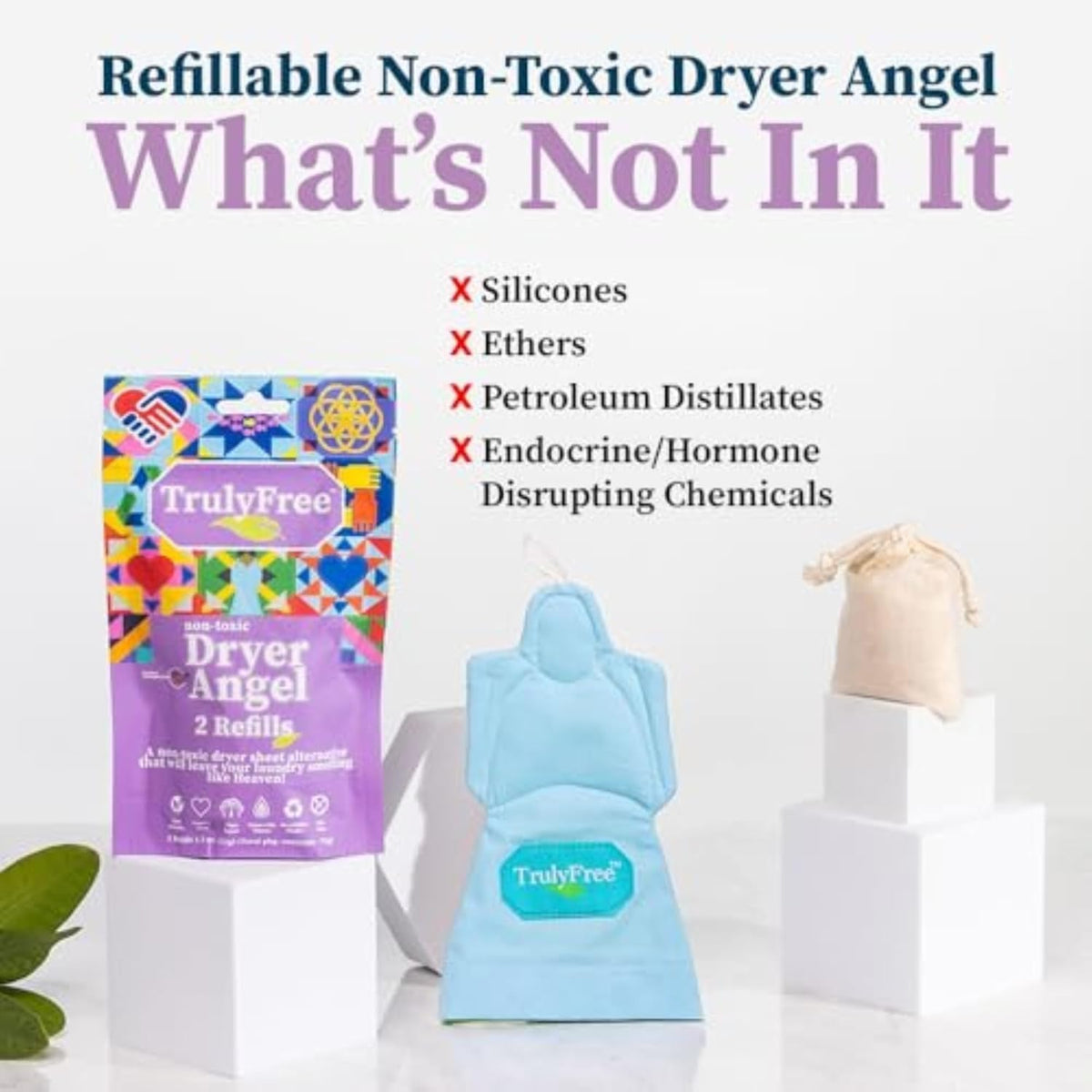 Truly Free Dryer Angel - Natural Dryer Sheet Alternative, Non-Toxic Reusable Fabric Softener Sheets