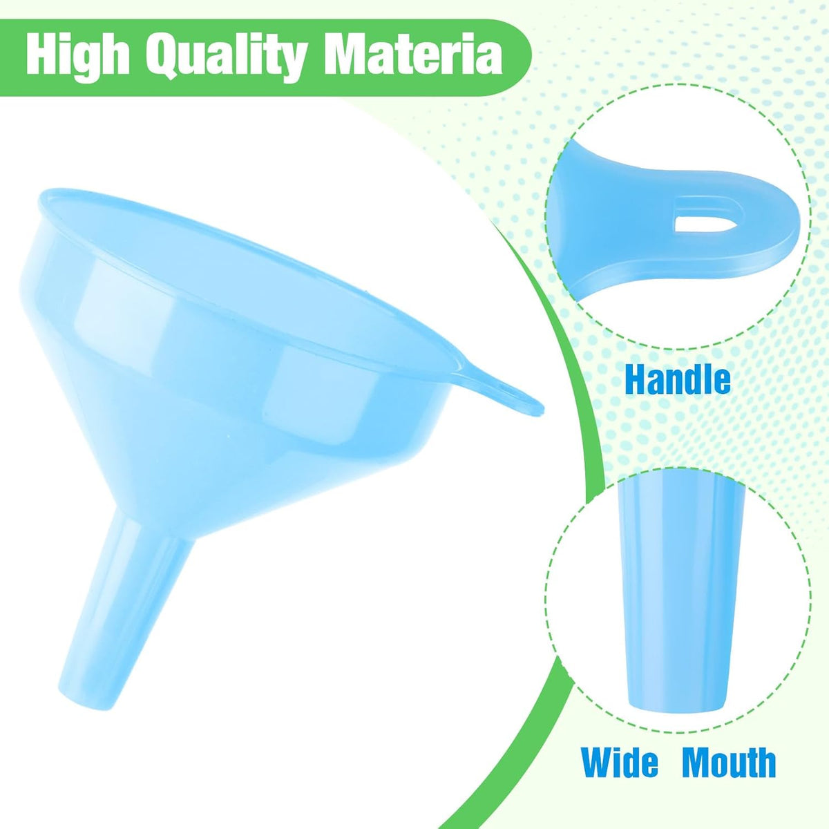 Honeydak 9 Pcs Multi-Purpose Plastic Funnels 4.7 Inch Wide Mouth Funnels for Filling Bottles, Jars
