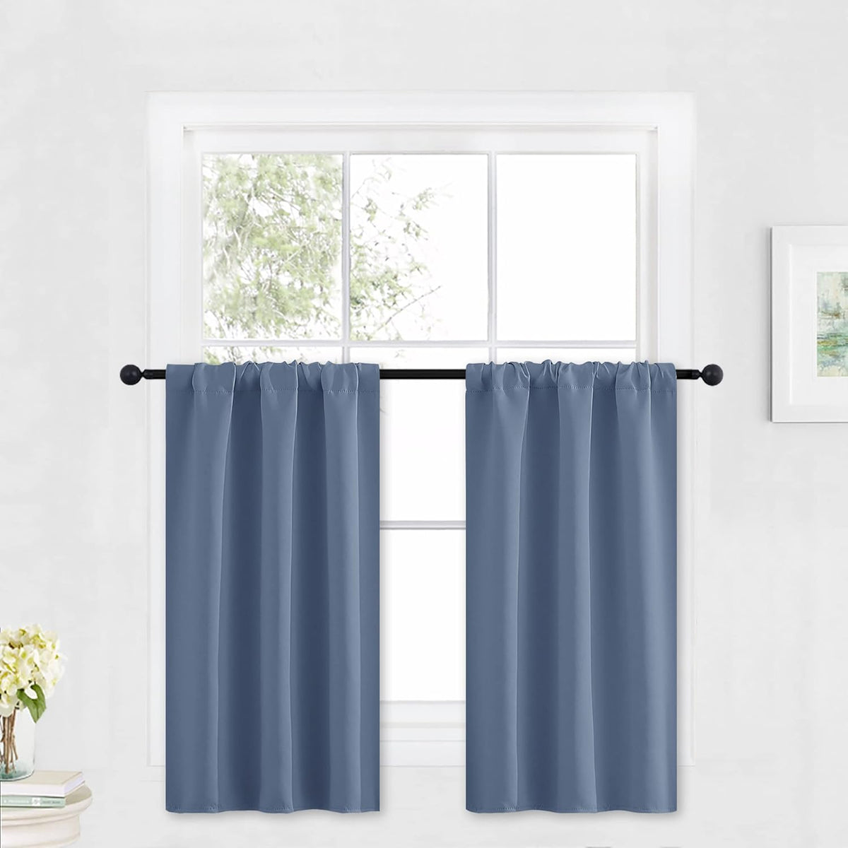 RYB HOME Short Blackout Curtains - Thermal Insulated Noise Reducing Energy Efficiency Small Window