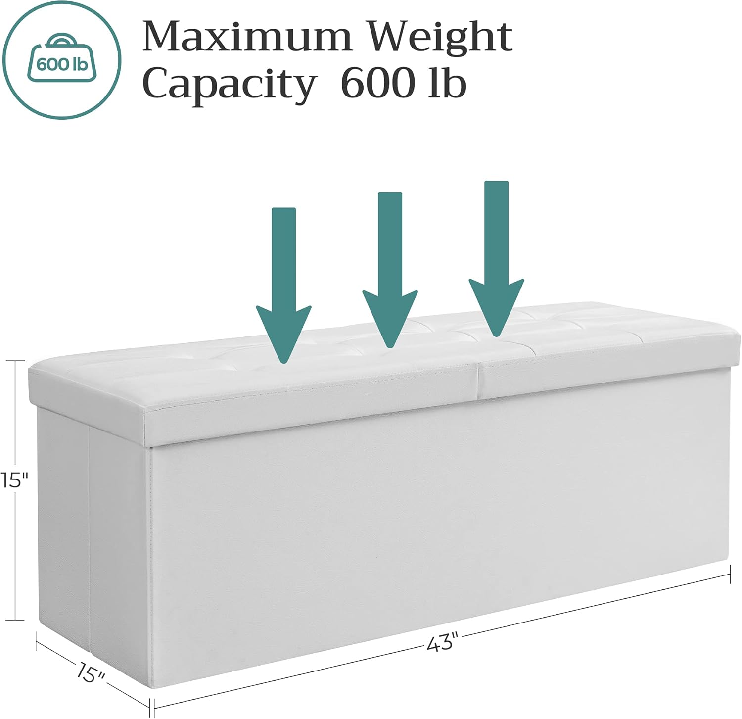 SONGMICS MAZIE Collection - 43 Inches Storage Ottoman Bench with Flipping Lid, Storage Chest with