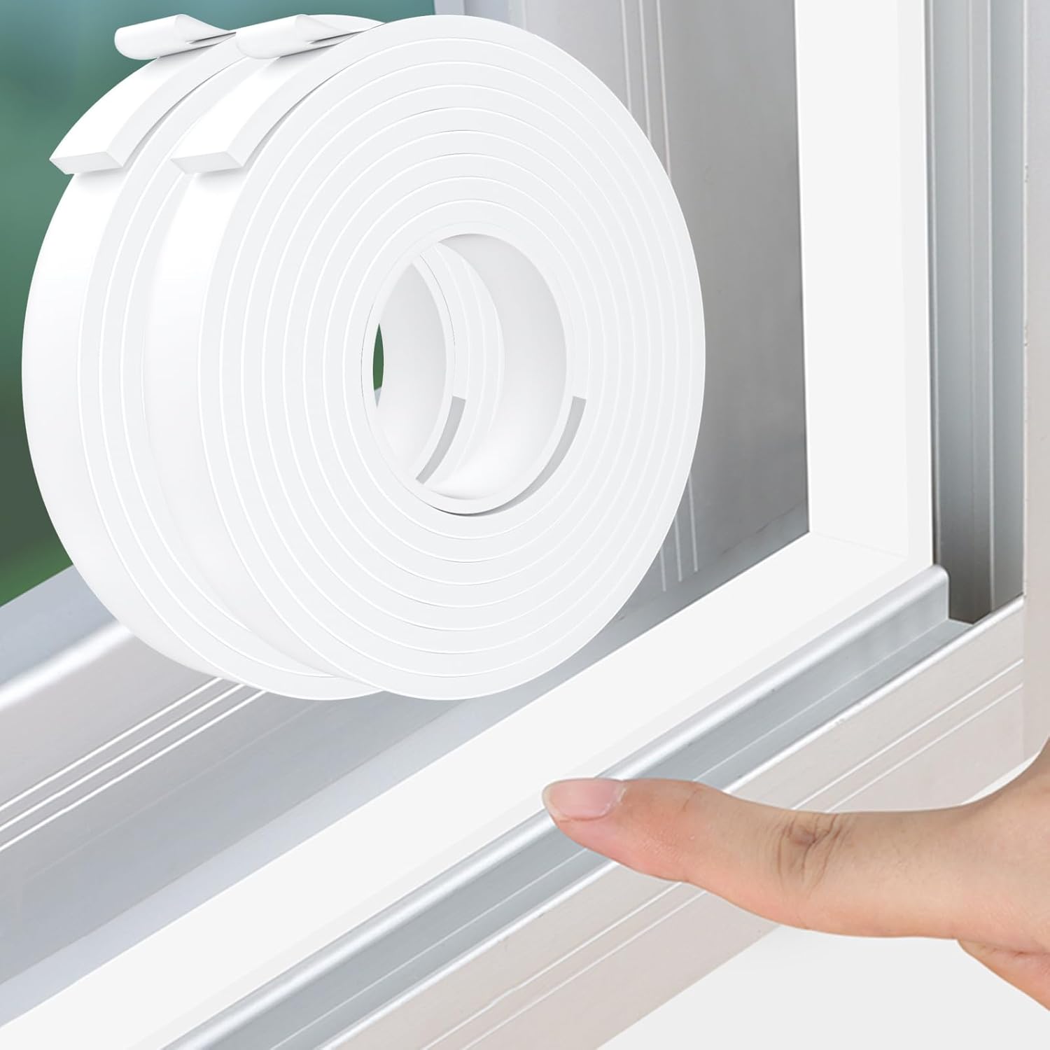 Weather Stripping Door Seal White,Self Adhesive Foam Tape,Window Insulation Weatherproof Gasket