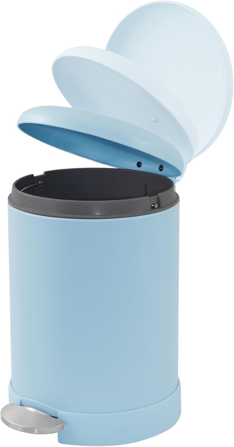 Glad Small Trash Can, 1.2 Gallon | Round Stainless Steel Garbage Bin with Soft Close Lid & Step
