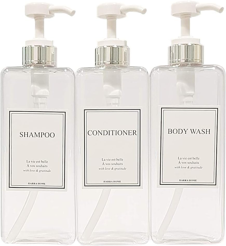 Modern Design Large 27 oz Shampoo and Conditioner Dispensers - Empty Plastic Refillable Pump Bottle