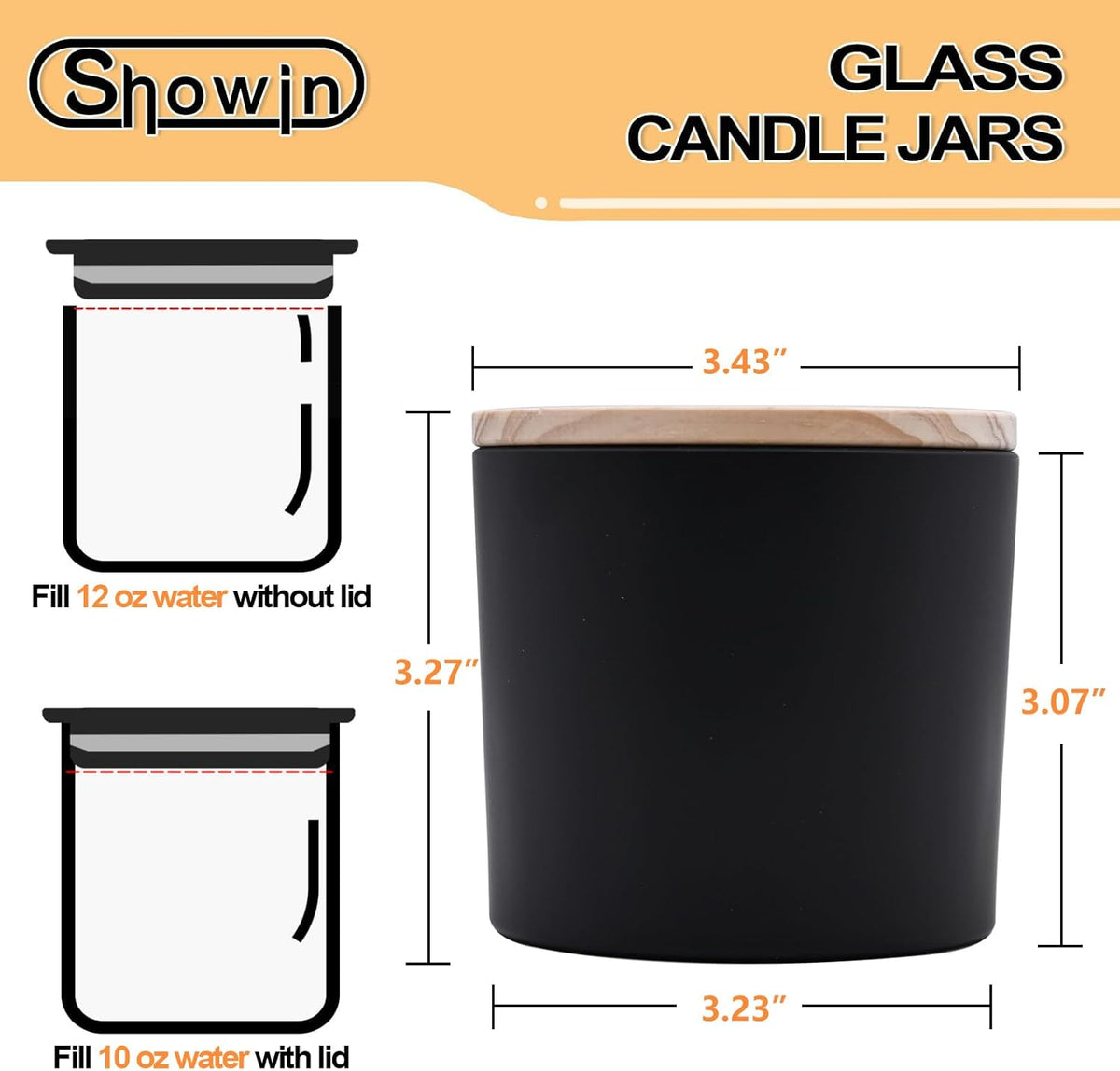 12 OZ Thick Candle Jars for Making Candles 12 Pcs, Empty Jars with Wood Lids for Spice Jars, Sample