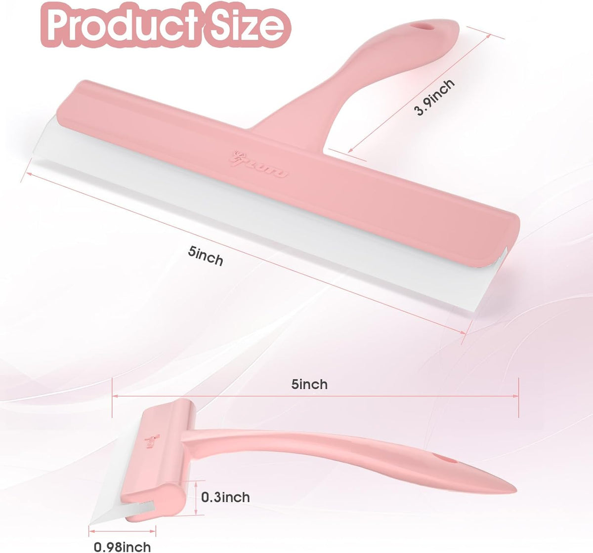 5" Silicone Shower Squeegee for Glass Doors & Car Windows - Small & Mini Size Streak-Free Cleaner