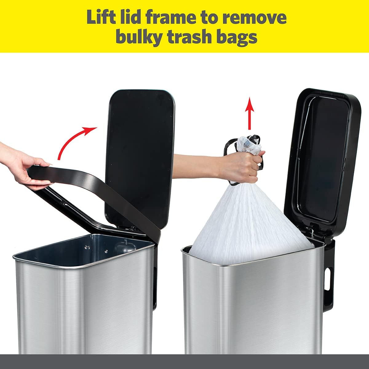 Glad Slim Trash Can with Clorox Odor Protection - Narrow Kitchen Garbage Bin with Soft Close Lid