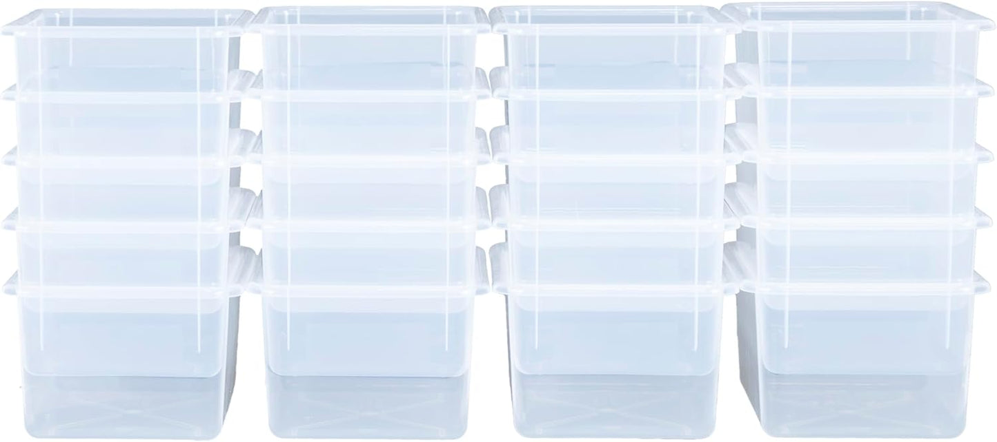 Wood Designs Cubby Storage Bin, Heavy Duty Plastic Containers for Kids Translucent Clear Cubby Tray
