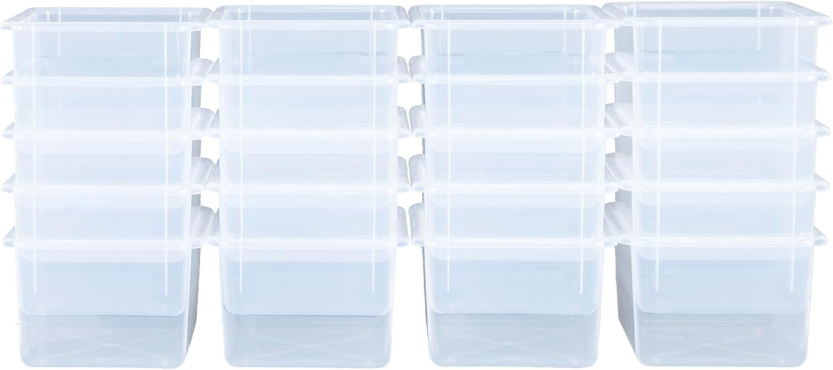 Wood Designs Cubby Storage Bin, Heavy Duty Plastic Containers for Kids Translucent Clear Cubby Tray