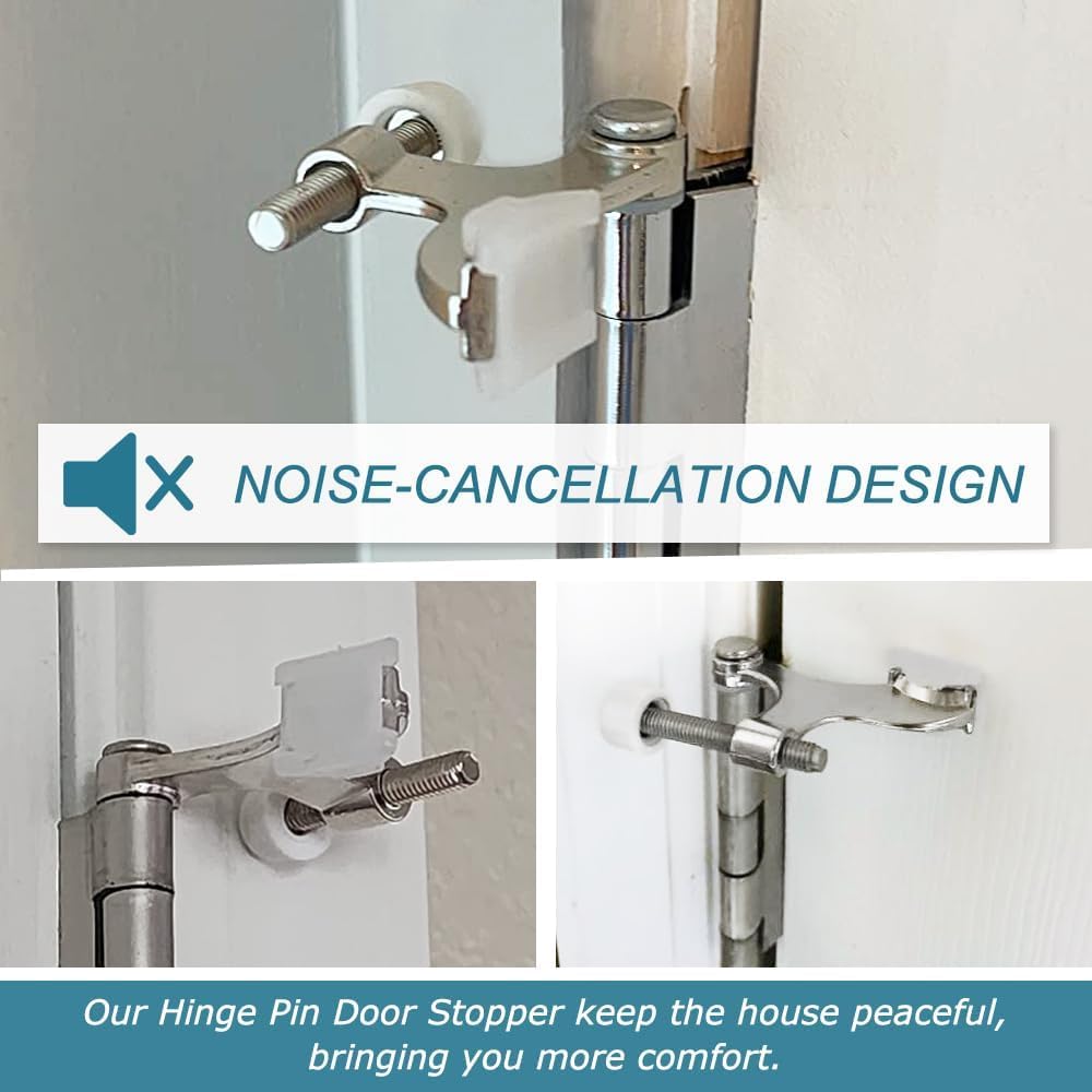 20 Pack Hinge Pin Brushed Nickel Door Stopper, Adjustable Heavy Duty Hinge Pin Door Stop with