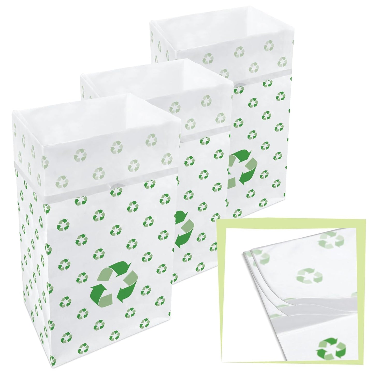 30 Gallon Disposable Pop-Up Trash Cans (3-Pack, Multi-Liner) with Fitted Bags – Foldable Garbage &