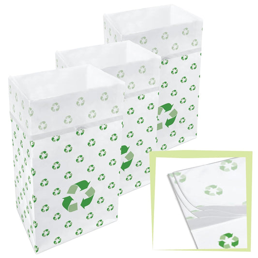 30 Gallon Disposable Pop-Up Trash Cans (3-Pack, Multi-Liner) with Fitted Bags – Foldable Garbage &