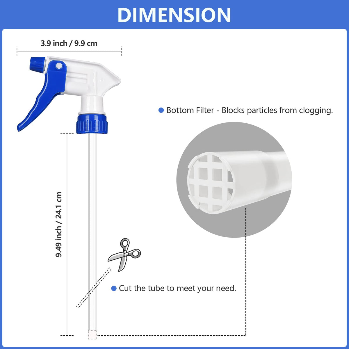6 Pack Universal Spray Bottle Replacement Nozzle, Mist & Stream Trigger Sprayer for 16oz 24oz 32oz
