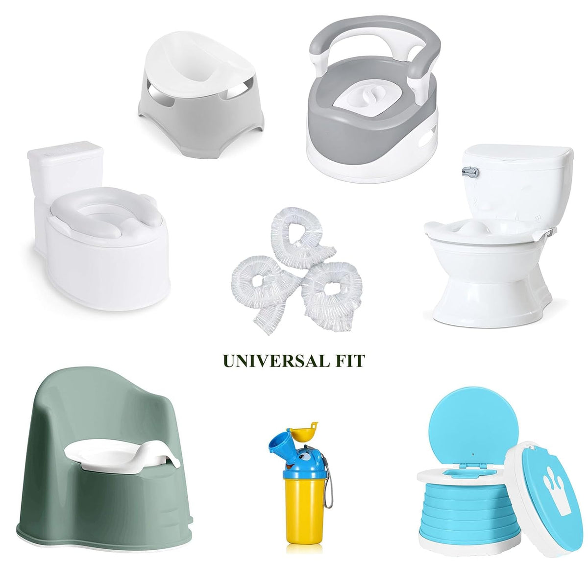 Potty Chair Liners with Elastic, Portable Potty Training Bags, Potty Refill Liners Disposable for