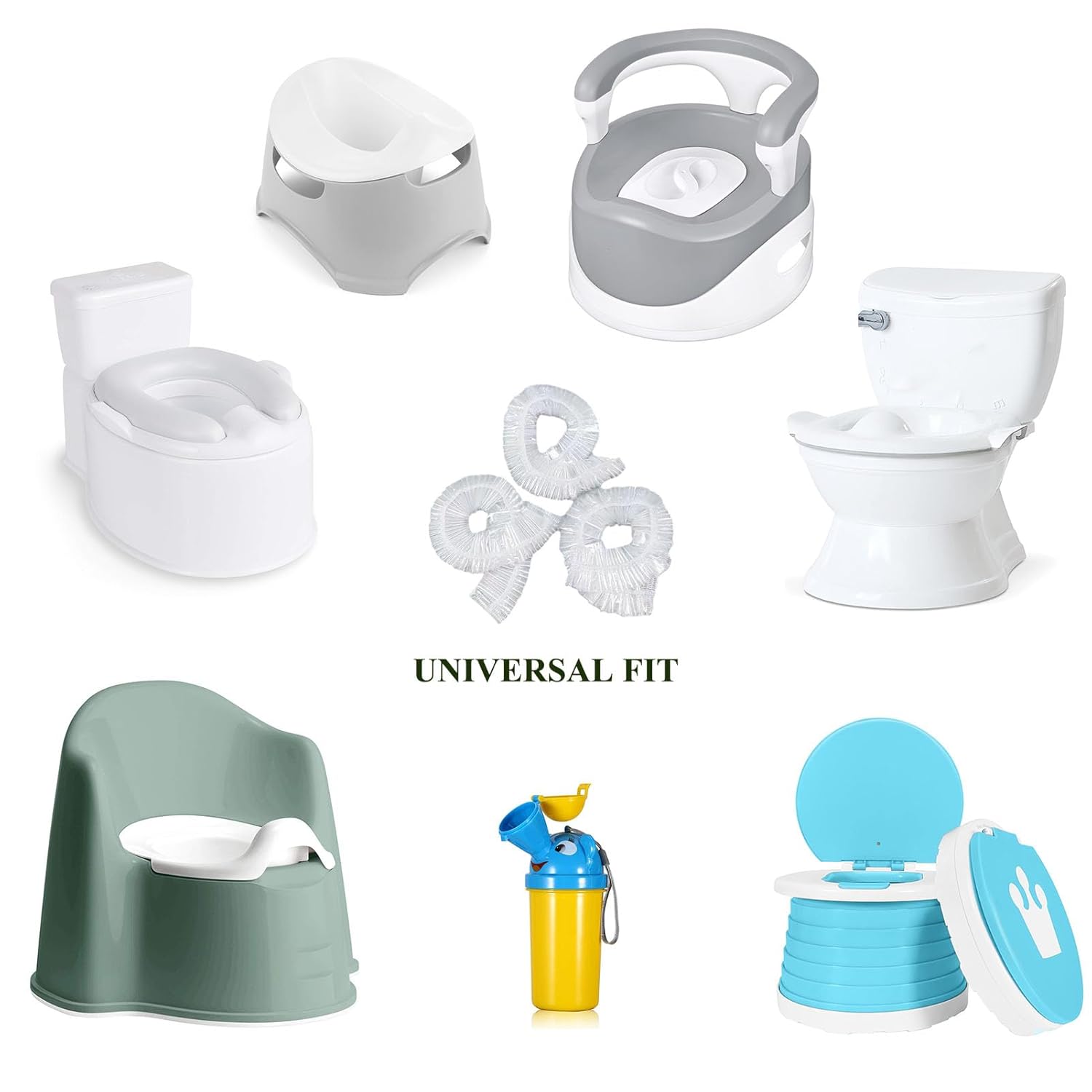 Potty Chair Liners with Elastic, Portable Potty Training Bags, Potty Refill Liners Disposable for