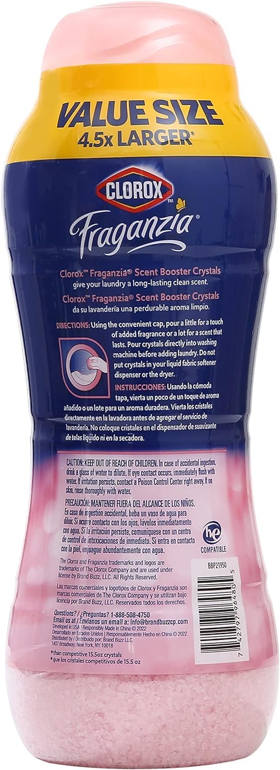 Clorox Fraganzia Laundry Scent Booster Crystals in Rose Scent - Scented In-Wash Freshener Beads for