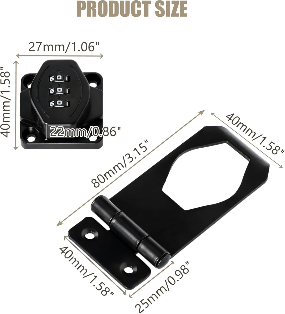 Password Rotary Hasp Locks, Digit Combination Lock Door Security Slide Latch Door Lock for Drawers