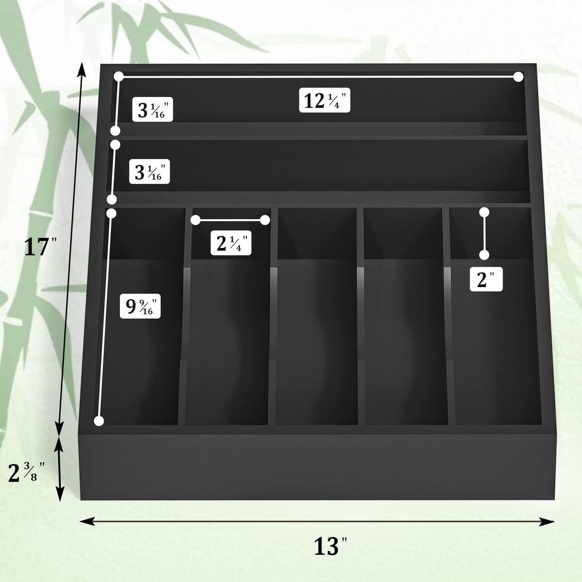 Utensil Organizer Silverware Drawer Organizer - 7 Slots Bamboo Silverware Tray For Kitchen Cutlery