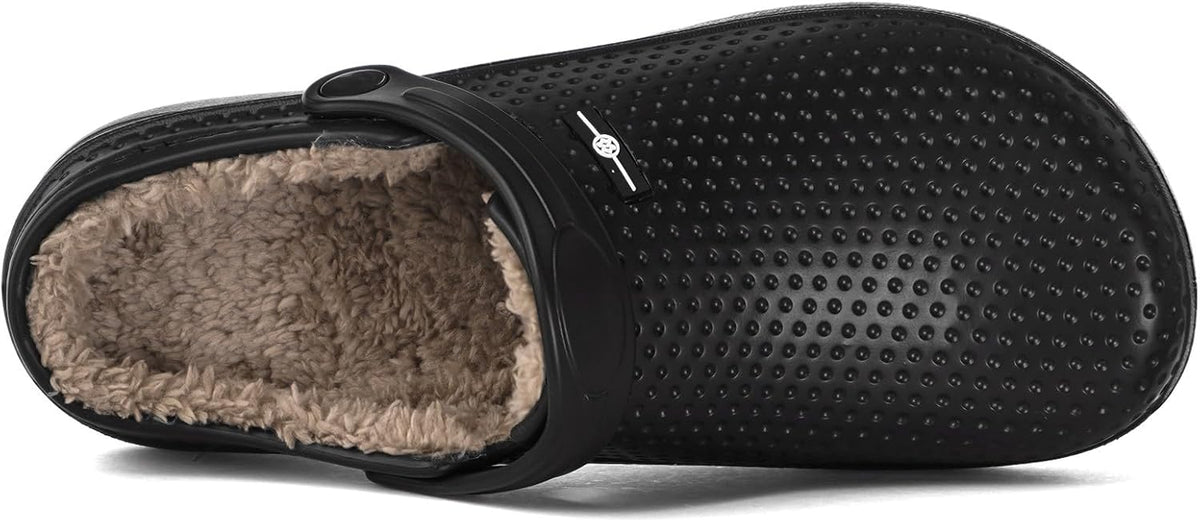 Womens Mens Fur Lined Clogs Waterproof Garden Shoes Winter Warm Fleece Lining Fuzzy House Home